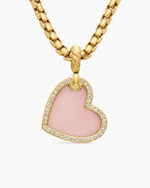 DY Elements® Heart Amulet in 18K Yellow Gold with Pink Opal and Diamonds, 18.7mm